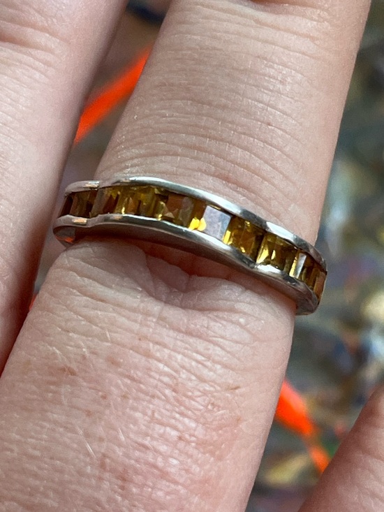 Vintage Jewelry - Vintage Sterling Silver 925 Citrine Channel Cut Size 7.5 Ring